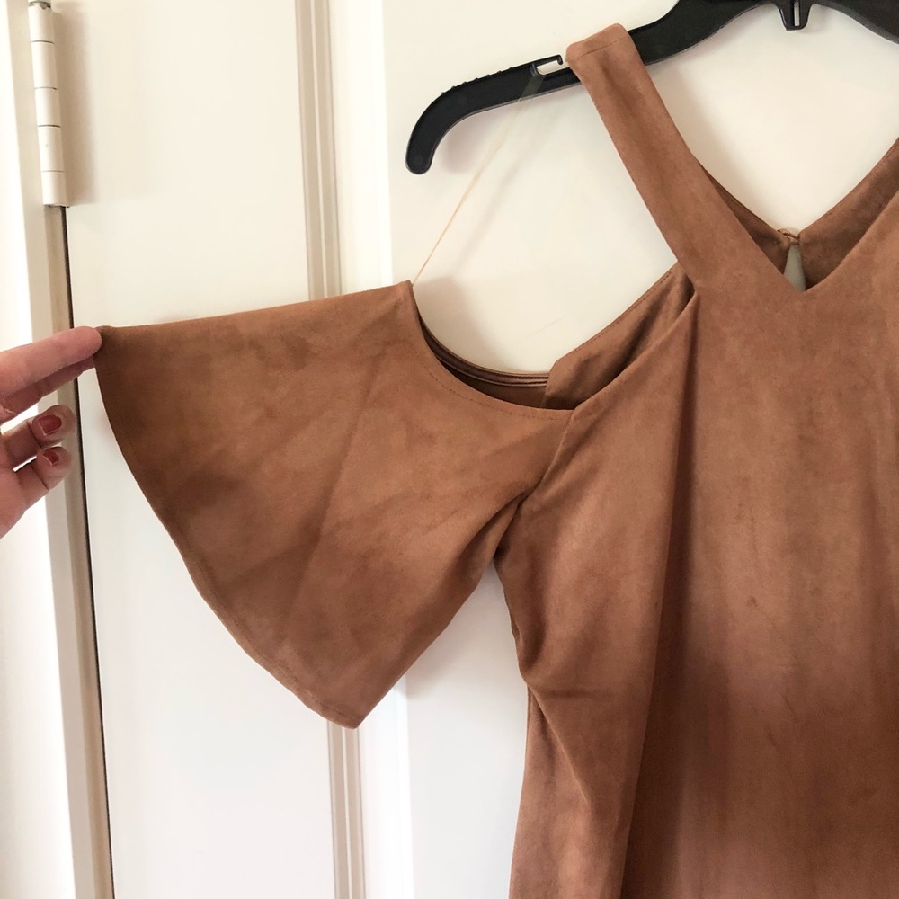 NWT Gianni Bini "Cinnamon Girl" Brown Faux Suede Dress - Size Small - Picture 3 of 9